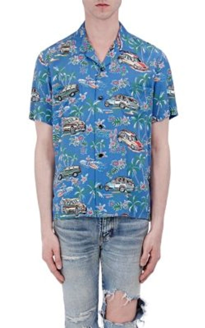 Saint Laurent Classic Hawaiian Shirt In Multicolor Hawaiian Palm Printed Viscose