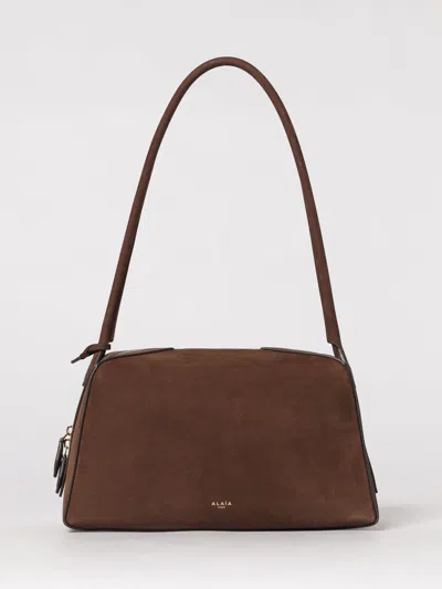Alaïa Le Bouledogue Bowling Shoulder Bag In Nubuck Leather In Brown