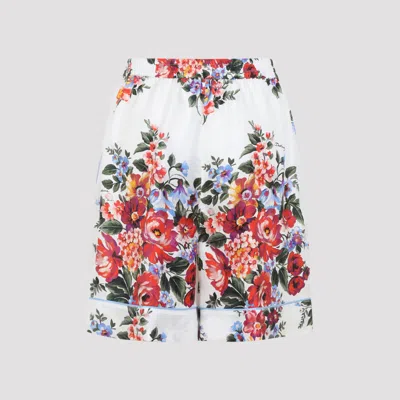 Dolce & Gabbana Flower Bouquet-print Twill Vanity Bermuda Shorts In Multi