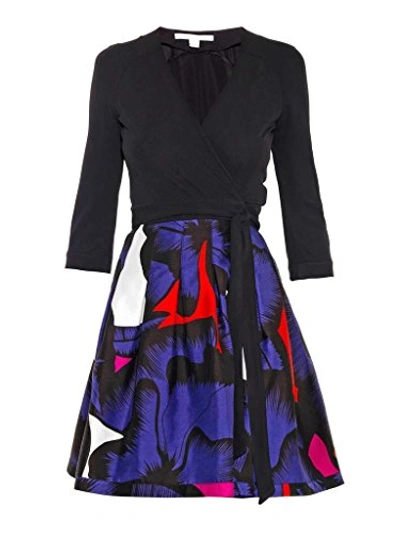 dvf jewel silk combo wrap dress Diane Von Furstenberg Jewel Silk Combo Pleated Wrap Dress In Poppy Leopard