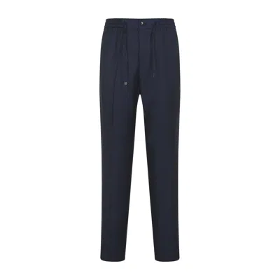 Etro Blue Solid Drawstring Trousers In Blue