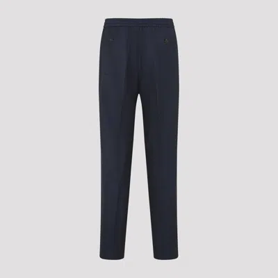 Etro Blue Solid Drawstring Trousers In Blue