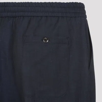 Etro Blue Solid Drawstring Trousers In Blue