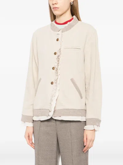 Cotemp Ruffled Button Jacket In Neutral