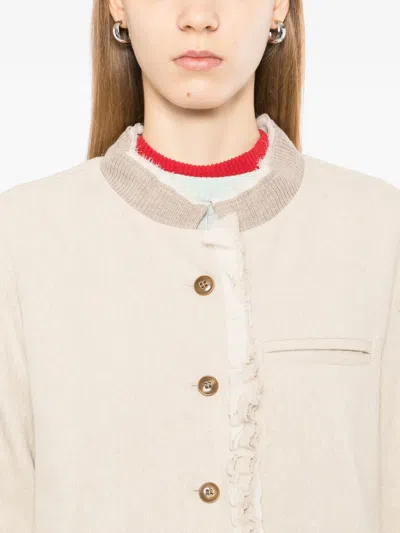 Cotemp Ruffled Button Jacket In Neutral