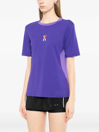 On Ribbed Panel T-shirt In Blue