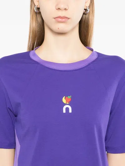 On Ribbed Panel T-shirt In Blue