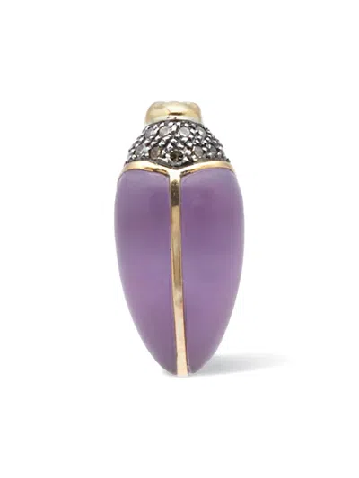 Bibi Van Der Velden Mini Scarab Amethyst Stud Earring In Pattern