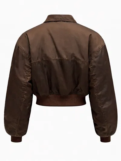 Ganni Duchesse Nylon Bomber Jacket In Brown