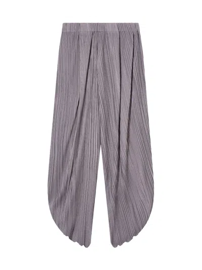 Giorgio Armani Pleated T-shirt Trousers With Elastic Waistband For Women In Gray