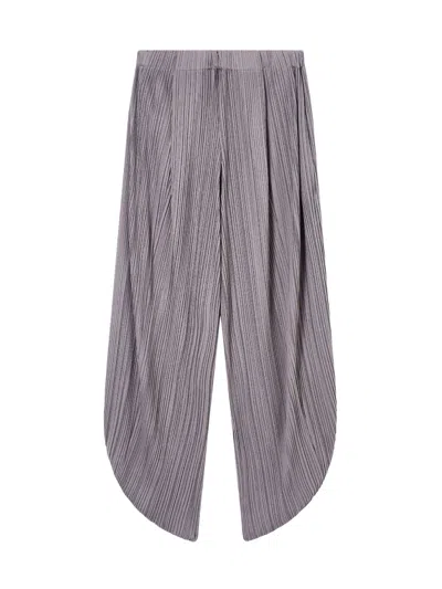 Giorgio Armani Pleated T-shirt Trousers With Elastic Waistband For Women In Gray
