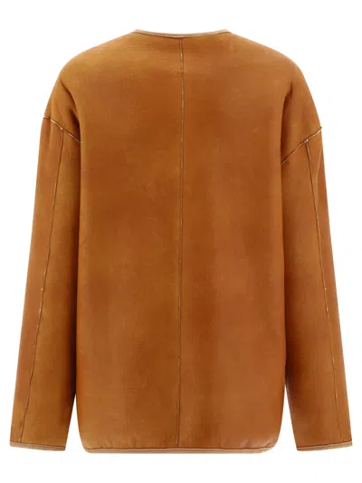 Giovi Reversible Shearling Jacket For Women In Neutral