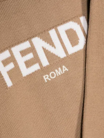 Fendi Kids Wool Knitted Logo Jumper In Brown