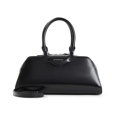Givenchy Antigona East West Brown Small Handbag With Adjustable And Removable Shoulder Strap And Logo Letteri In Black