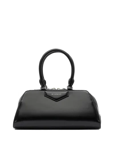 Givenchy Antigona East West Brown Small Handbag With Adjustable And Removable Shoulder Strap And Logo Letteri In Black