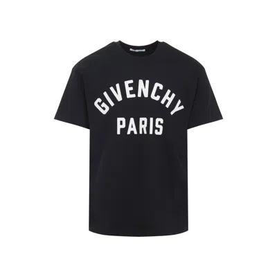 Givenchy Men Black Crewneck T-shirt With Maxi Logo Lettering On The Front In Cotton Man