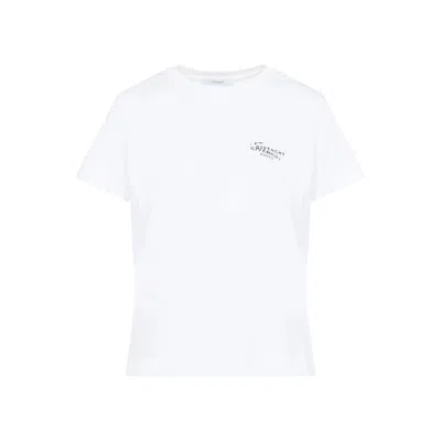 Givenchy White Crew Neck T-shirt With Logo On Front And Back In Cotton Woman In Gray