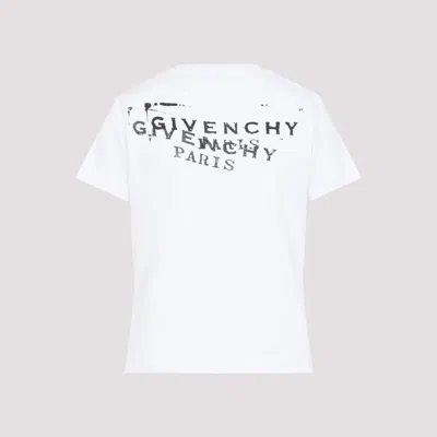 Givenchy White Crew Neck T-shirt With Logo On Front And Back In Cotton Woman In Gray