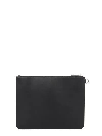 Givenchy Leather Pouch Handbag With Front Painted Effect Logo In Gray