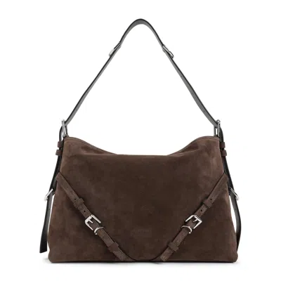 Givenchy Medium Suede Handbag With Structured Design In Brown