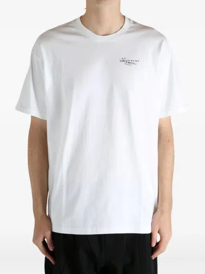 Givenchy Men White Crew Neck T-shirt With Logo On Front And Back In Cotton Man In White