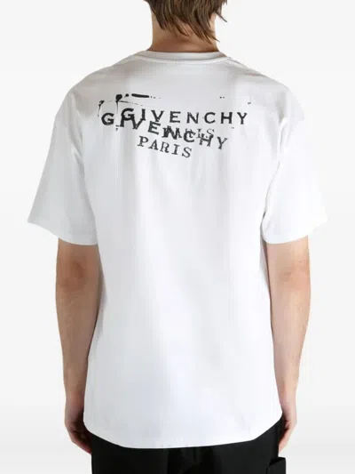 Givenchy Men White Crew Neck T-shirt With Logo On Front And Back In Cotton Man In White