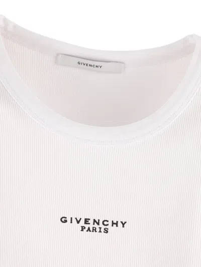 Givenchy White Sleeveless Top With Logo Lettering On The Front In Cotton Stretch Woman In White