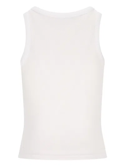 Givenchy White Sleeveless Top With Logo Lettering On The Front In Cotton Stretch Woman In White