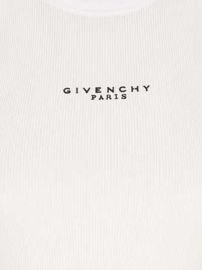 Givenchy White Sleeveless Top With Logo Lettering On The Front In Cotton Stretch Woman In White