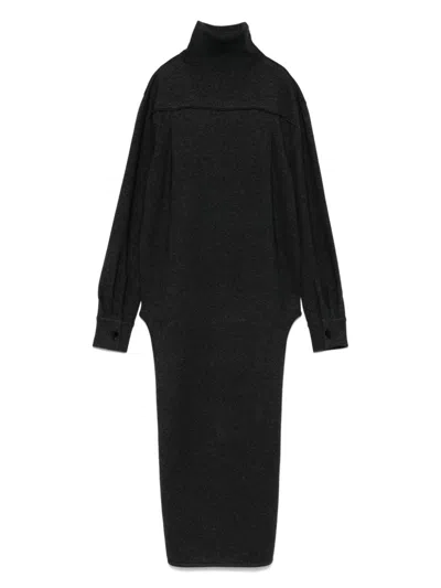 Givenchy Dark Grey Turtleneck With Drawstring In Black