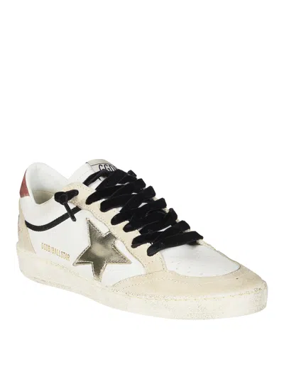 Golden Goose Ball Star Leather Upper Suede Toe And Spur Laminated Star Waxed Suede Heel Sneakers White