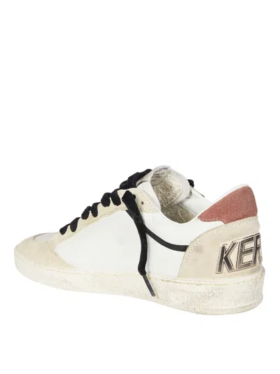 Golden Goose Ball Star Leather Upper Suede Toe And Spur Laminated Star Waxed Suede Heel Sneakers White