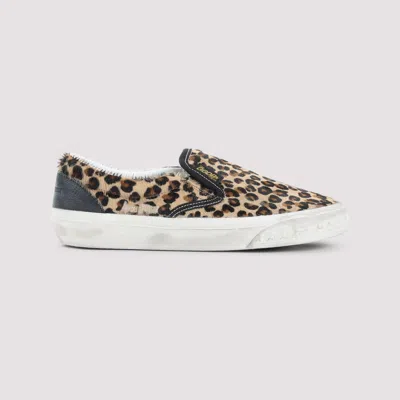 Golden Goose Brown Low Top Sneakers With Embossed Logo On The Heel And All-over Leopard Motif In Leather Woman
