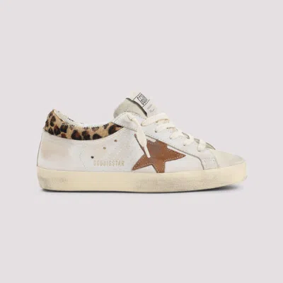 Golden Goose Super Star Leather Upper Horsy Leo Printed Collar Suede Star Sneakers White In Neutral