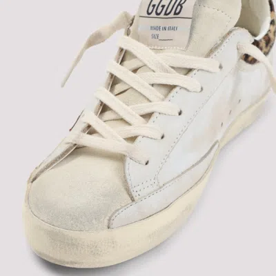 Golden Goose Super Star Leather Upper Horsy Leo Printed Collar Suede Star Sneakers White In Neutral