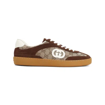 Gucci Men G75 Low-top Supreme Gg Fabric And Suede Sneakers In Multi