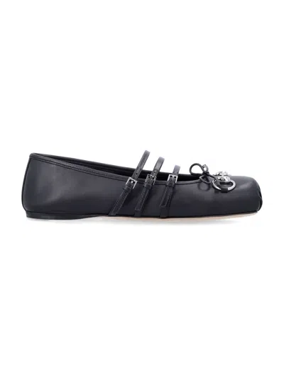 Gucci Nappa Leather Square Toe Ballerina With Horsebit Detailing In Black