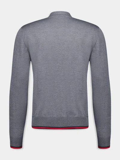 Gucci Men Web Pattern Cardigan In Gray