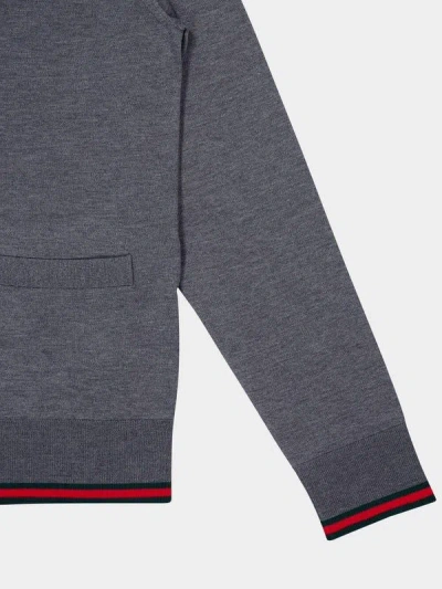 Gucci Men Web Pattern Cardigan In Gray