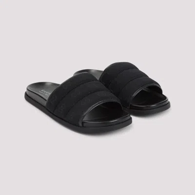 Gucci Gg-patterned Padded Slide Sandals In Black