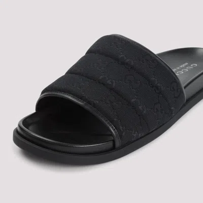 Gucci Gg-patterned Padded Slide Sandals In Black