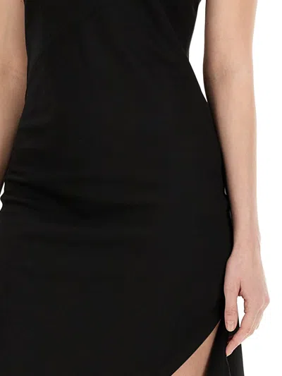Helmut Lang Asymmetrical Hem Midi Dress In Black