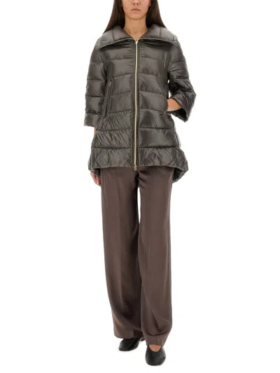 Herno Cleofe Zip-up Quilted Coat In Black