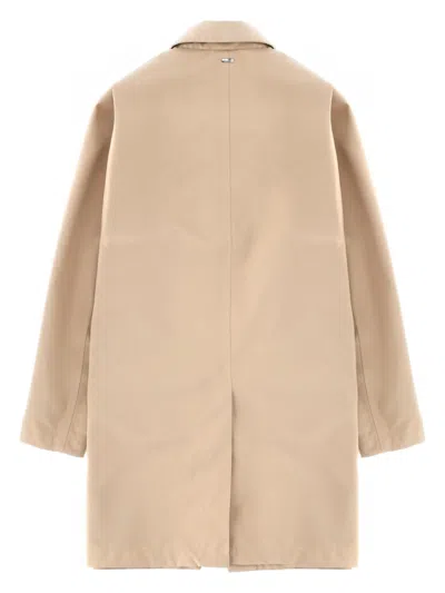 Herno Long Collared Jacket Featuring Side Pockets In Neutral