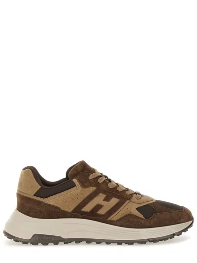 Hogan Sneakers With Round Toe And Rubber Sole In Brown