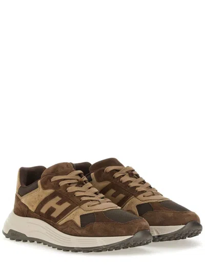 Hogan Sneakers With Round Toe And Rubber Sole In Brown