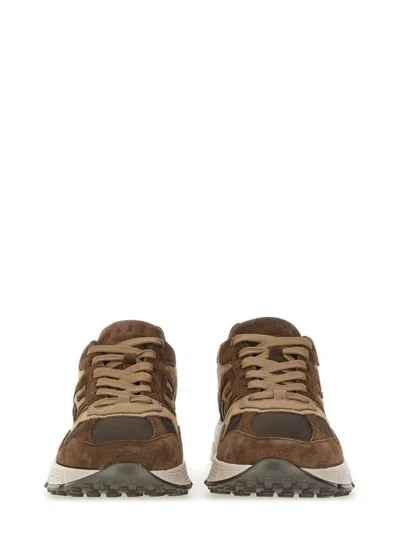 Hogan Sneakers With Round Toe And Rubber Sole In Brown