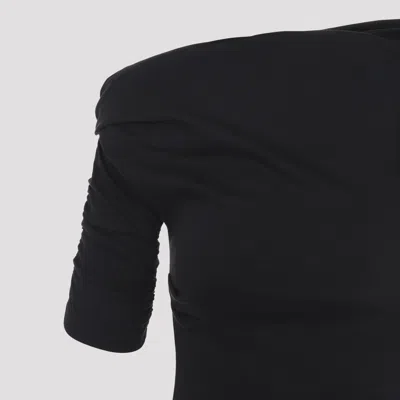 Jacquemus Asymmetrical One-shoulder Bodycon Mini Dress With Ruched Sleeve In Black