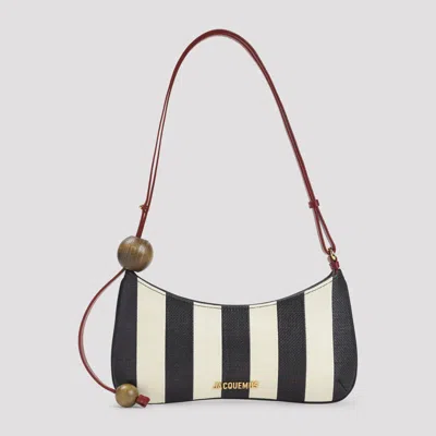 Jacquemus Le Bisou Perle Stripe Woven Raffia Shoulder Bag In Multi