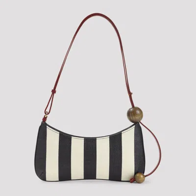 Jacquemus Le Bisou Perle Stripe Woven Raffia Shoulder Bag In Multi